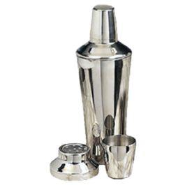 American Metalcraft CSJ174 Cocktail Shaker, 28 oz., 4'' dia x 8-1/4''H,  3-piece, shaker, strainer top and jigger cap, fits standa - Gerharz  Equipment