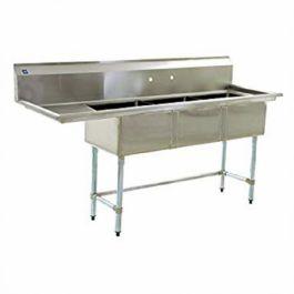 Empura Stainless BPS-2472-3-24L-FC Stainless Steel 3 Compartment Sink 98 1/2