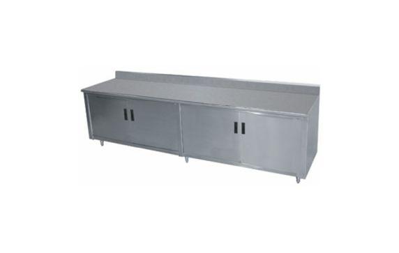 Advance Tabco EHK-SS-309M-X Special Value Work Table 108"W X 30"D Cabinet Base With Mid-shelf & Hinged Doors