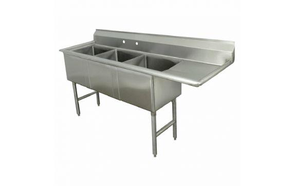 Advance Tabco FC-3-1824-18R Fabricated Sink 3-compartment 18" Right Drainboard