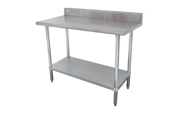 Advance Tabco KMSLAG-244-X Special Value Work Table 48"W X 24"D 16 Gauge 304 Stainless Steel Top With 5"H Backsplash