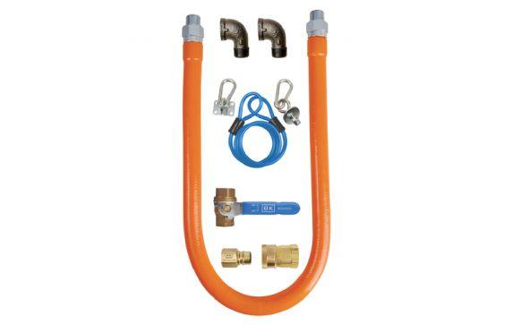 BK Resources BKG-GHC-7548-SCK3 Gas Hose Connection Kit # 3 Includes 48" Long X 3/4" I.D. Stainless Steel Hose With Radial Wrap & Protective Translucent Coating