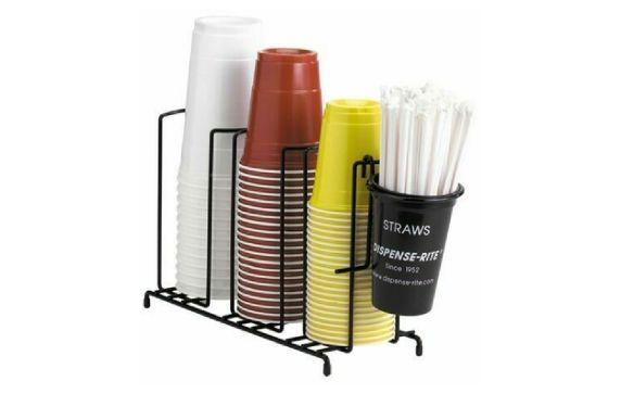 Dispense Rite WR-3 Lid/Cup Organizer Wire Rack 3 Section: (1) 3-1/2" & (1) 4-1/4" & (1)
