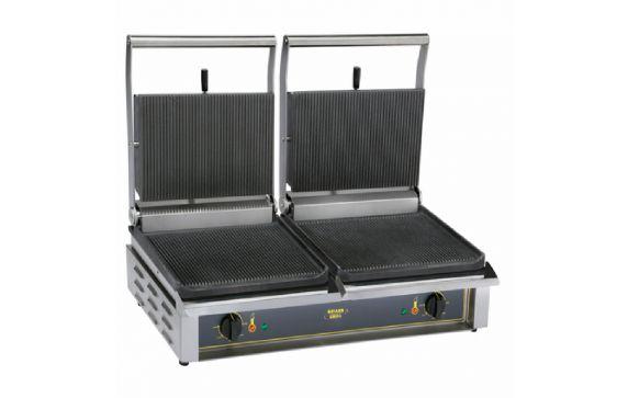 Equipex DIABLO_GLSR Roller Grill Panini Grill Cast Iron Grooved Top & Grooved Bottom Griddle