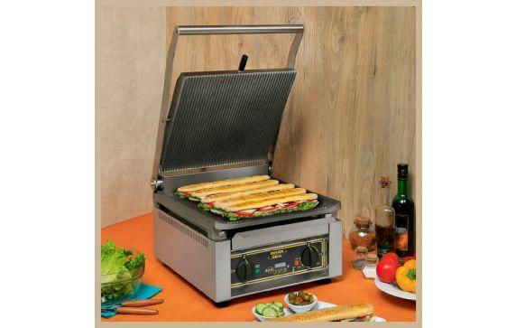 Equipex PANINI XL/1_GTB Roller Grill Panini Grill Cast Iron Grooved Top & Grooved Bottom Griddle