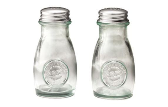 Tablecraft 6618 Authentic Collection™ Shaker Set (2) 4 Oz. Recycled Green Tint Glass Jars (dishwasher Safe)