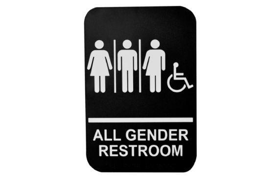 Tablecraft 695653 Cash & Carry Sign 6" X 9" "All Gender Restroom" Handicap Accessible Symbol
