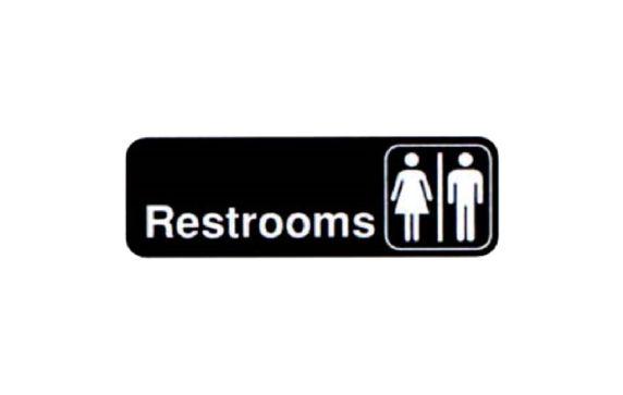 Vollrath 4517 Restrooms Sign 3" X 9" White On