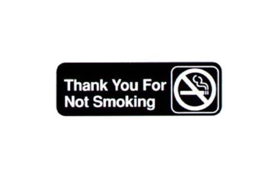 Vollrath 4521 Thank You For Not Smoking Sign 3" X 9" White On