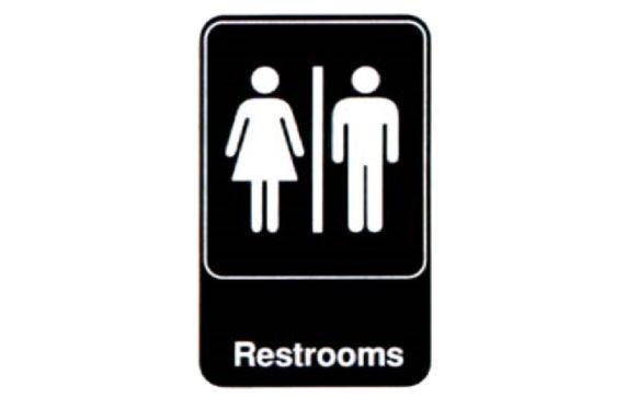 Vollrath 5617 Restrooms Sign 6" X 9" White On