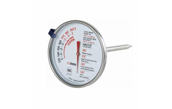 Winco TMT-MT3 Meat Thermometer Temperature Range 130° To 190° F 3" Dia. Dial Face With Stem